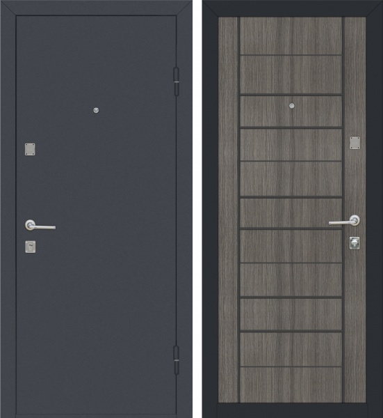 Дверь входная TM Riccardi STREET BIT 06 B графит серый / дуб ash 2050x860 мм левая