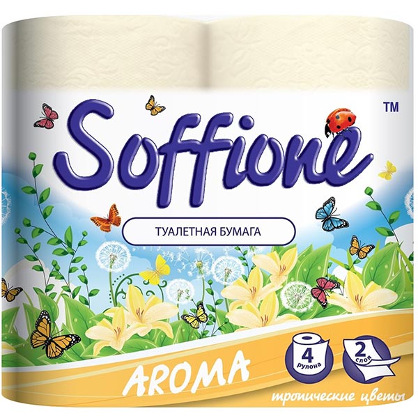 Бумага туалетная Soffione Aroma желтая 4 шт