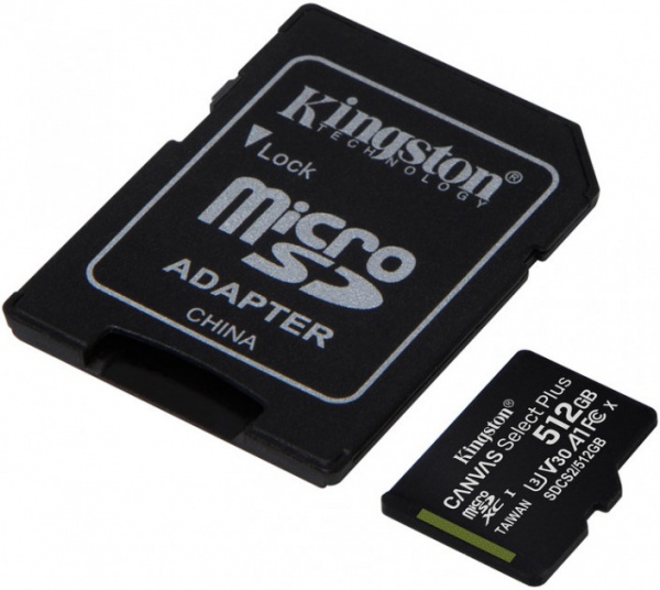 Карта памяти Kingston microSDXC 512 ГБ Class 10 (SDCS2/512GB) 