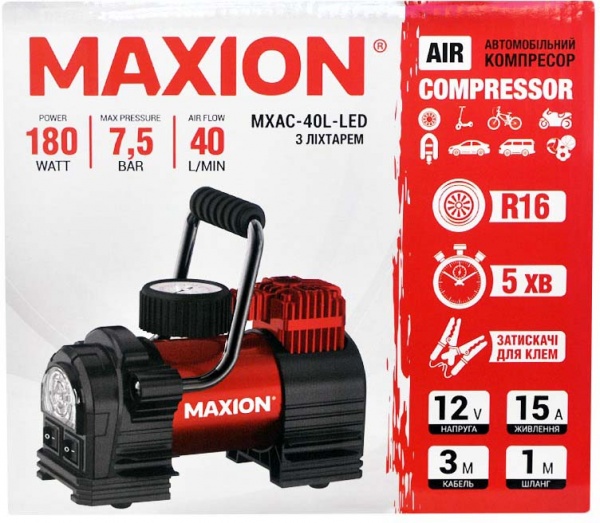 Компресcор автомобильный MAXION MXAC-40L-LED