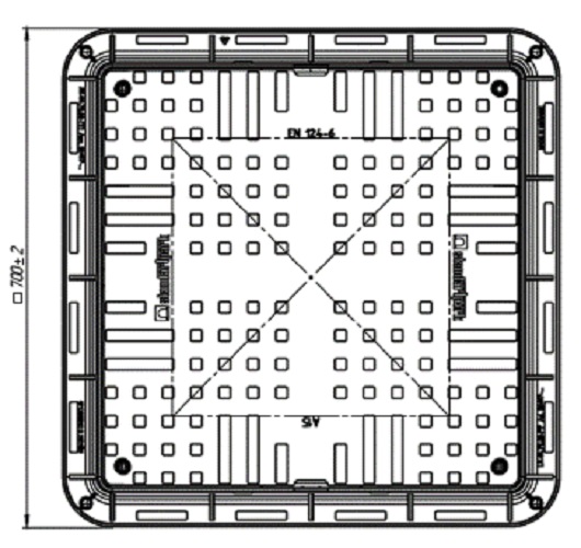 Люк квадратный Standartpark 700х700 мм Basic ЛК-56.70.09-ПО легкий (А15) 35487.2-22 с замком зеленый