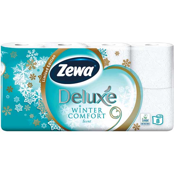 Туалетний папір Zewa Deluxe Pure тришаровий 8 шт.