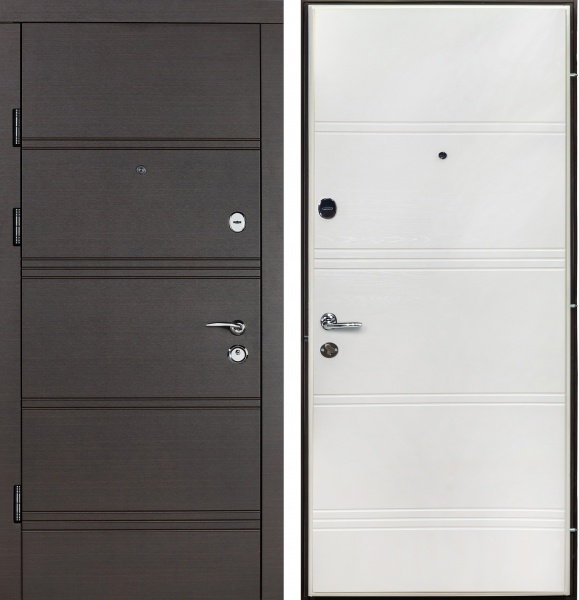 Дверь входная Revolut Doors В-413 мод. 163 венге горизонт темный / дуб пломбир горизонт 2040x840 мм левая
