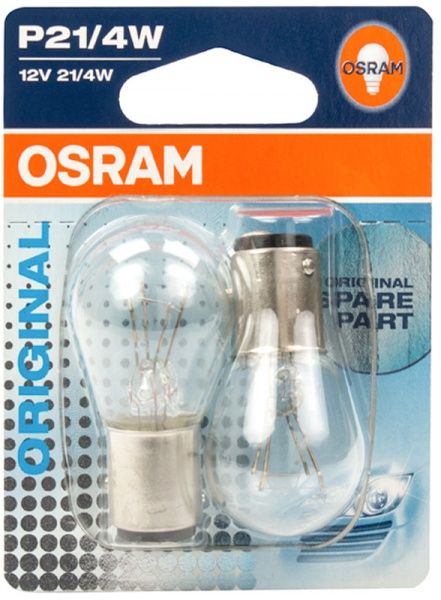 Лампа накаливания Osram (7225-02B) P21/4W BAZ15D 12 В 21/4 Вт 2 шт 3200