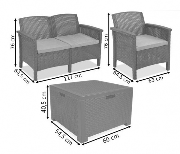 Комплект мебели Bica на 4 персони серо-бежевый 