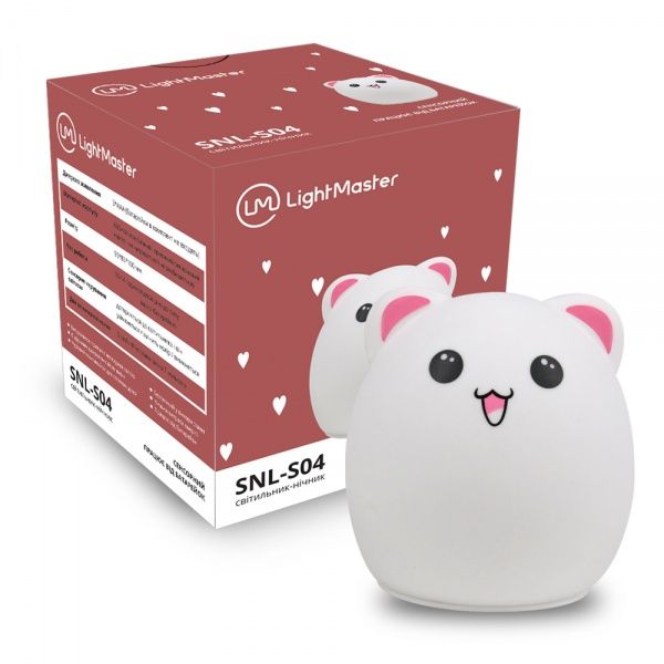 Ночник LightMaster силиконовый SNL-S04 Медведик RGB белый 