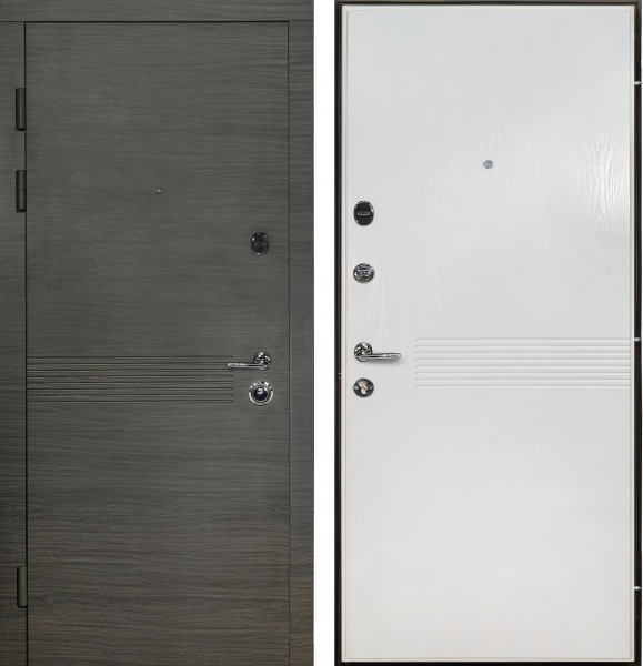 Дверь входная Kolchuga Doors В-83 модель 184 венге серый горизонт / белый 2050x950 мм левая
