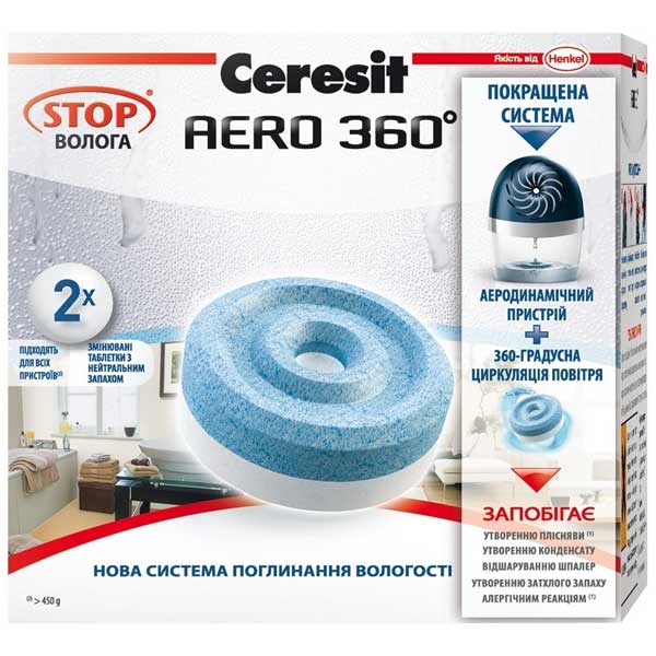 Таблетки сменные Ceresit Stop Влага Aero 360° (2х450 г)