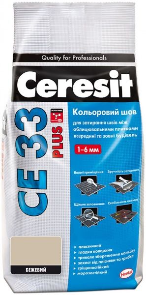 Фуга Ceresit CE 33 Plus 123 2 кг бежевый  