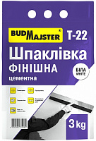 Шпаклевка BudMajster Т-22, финишная, цементная белая, 3кг