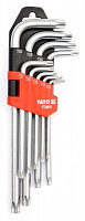 Набор ключей Torx YATO Cr-V Т10-Т50 короткие с отверстием 9 шт. YT-0511