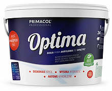 Краска интерьерная акриловая Primacol Professional Optima мат белая 10л 