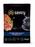Консерва для котов Savory с лососем и горошком в соусе 85 г