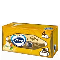 Салфетки гигиенические в коробке Zewa Softis Soft&Sensitive 4 слоя 80 шт.