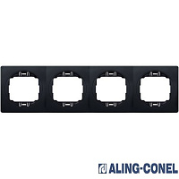 Рамка четырехместная Aling-Conel Eon горизонтальная черный глянец E6704.EE