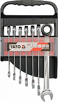 Набор ключей рожково-накидных YATO с трещоткой CrV М 10-19 мм 7шт. YT-0208