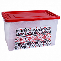 Ящик для хранения Vivendi Вышиванка красный 140x160x240 мм