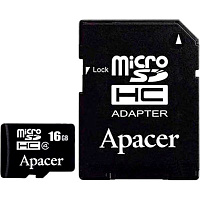 Карта памяти Apacer microSDHC 16 GB Class 4 + adapter AP16GMCSH4-R