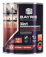Эмаль алкидная Bayris 3 в 1 антрацит глянец 0,9кг