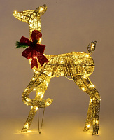 Декорация новогодняя светодиодная металлическая олень с бантом светодиодная (LED) 90 ламп 95 см 
