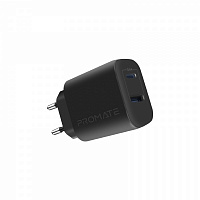 Сетевое зарядное устройство Promate Biplug-2 17 Вт USB-C+USB-A 