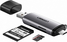 Кардридер UGREEN CM184 USB Type-C 3.1 + USB Card Reader for TF/SD Gray 50704