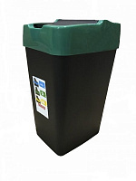 Бак для мусора с крышкой Heidrun Push & Up 60 л черный с салатовым 1345