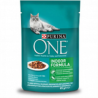 Корм для кастрированных котов/стерилизованных кошек ONE Indoor с тунцом и зеленой фасолью 85 г