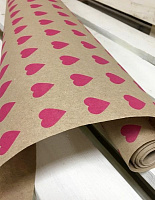 Бумага для упаковки крафт принт ТМ LOVE & HOME Сердце розовая 0,7x2 м