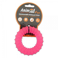 Игрушка для собак AnimAll Кольцо с шипами 9 см коралловое 88163