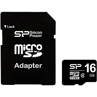 Карта памяти Silicon Power microSDHC 16 GB Class 4 + SD adapter