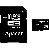 Карта памяти Apacer microSDHC 8 GB Class 4 + adapter AP8GMCSH4-R