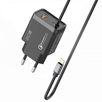 Зарядное устройство Promate iCharge-PDQC3 20Вт PD Lightning connector+USB QC3.0 Black 