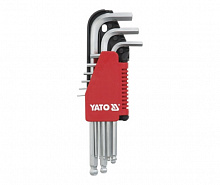 Набор ключей шестигранных YATO с шаровым наконечником Cr-V М 1,5-10 мм 9 шт. YT-0505