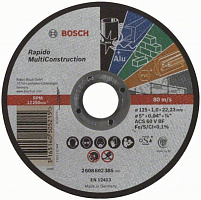 Круг отрезной по металлу Bosch MULTICONSTRUCT  125x1,0x22,2 мм 2608602385