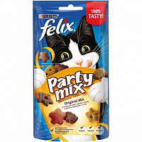 Лакомство Felix для взрослых кошек Party Mix Ориджинал Микс со вкусом курицы, печени и индейки 60 г