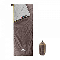 Спальный мешок Naturehike сверхлегкий Lightweight Summer LW180 NH21MSD09, (-3 до +15°C), p. M, коричневый, 190*75см