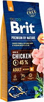 Корм Brit Premium Едалт М для взрослых собак средних пород с курицей, 15 кг,