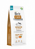 Корм сухой беззерновой для всех пород Brit Care Grain-free Senior & Light с лососем 12 кг