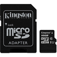 Карта памяти Kingston microSDHC 16Gb Canvas Select U1 R80/W10 + adapter SDCS/16GB