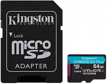 Карта памяти Kingston microSDXC 64 ГБ UHS-I Class 3 (U3) (SDCG3/64GB) Canvas Go! Plus V30 