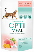 Корм для взрослых котов Optimeal индейкой в тыквенном соусе 85 г