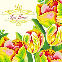 Салфетки столовые Luxy Красочное цветение тюльпанов 33х33 см белые 20 шт.