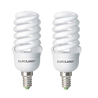 Лампа Eurolamp T2 Spiral 20 Вт E14 2700K теплый свет 2 шт