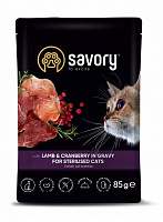 Консерва для стерилизованных кошек Savory с ягненком и клюквой в соусе 85 г