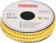 Маркер кабельный E.NEXT №3 500 шт./уп. 2-4 мм желтый 