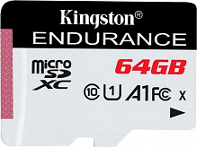Карта памяти Kingston microSDXC 64 ГБ Class 10 (SDCE/64GB) UHS-I R90/W45MB/s High Endurance 