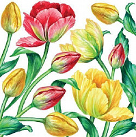 Салфетки столовые Silken Разноцветные тюльпаны 33х33 см 18 шт.