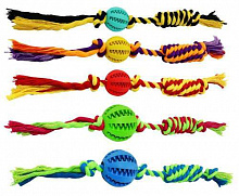 Игрушка для собак Zoomax Грейфер Канат с грузом и мячом массажным 5x10x40 см ER016
