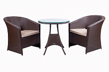 Комплект мебели TERICO Барселона (кресла и подушки под сиденье – 2 шт стол 700 мм) коричневый 